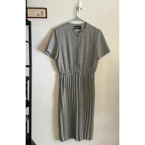 VTG 80s Leslie Fay Blue Floral midi dress with pleated skirt